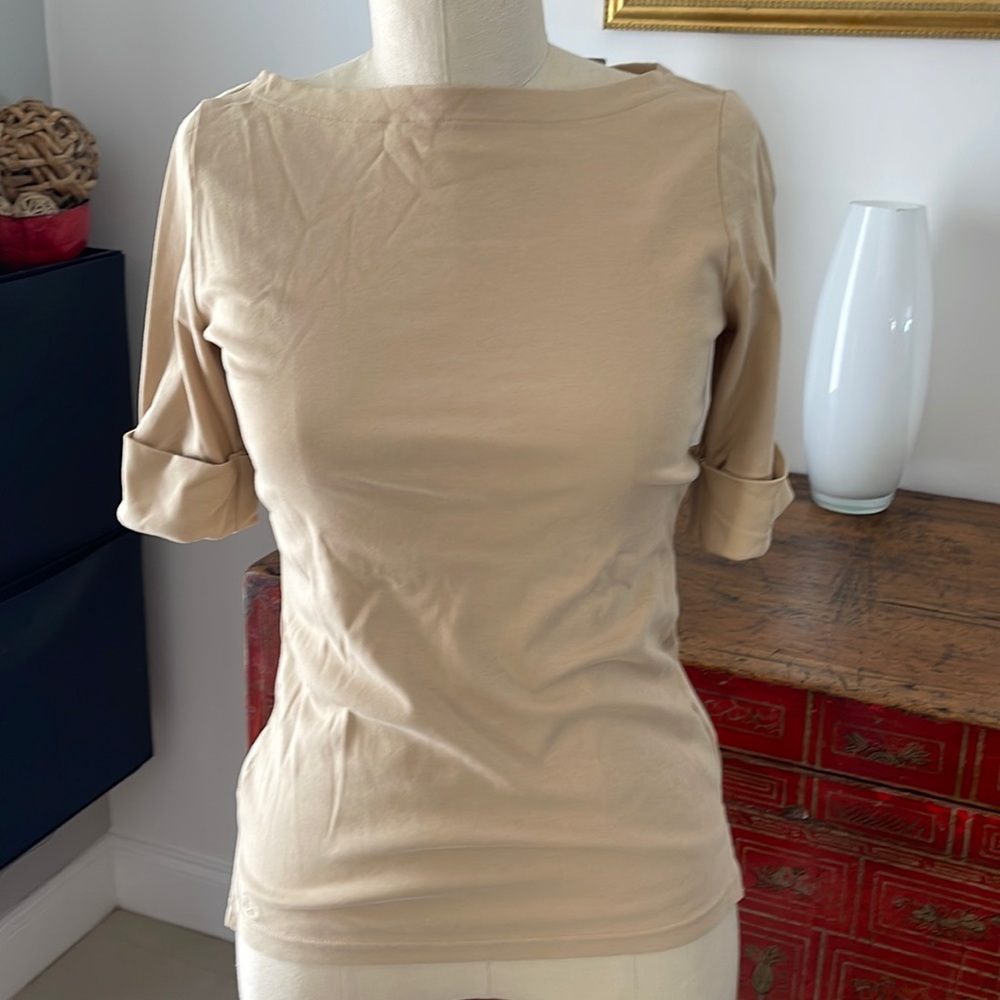 LAUREN Ralph Lauren XS boatneck top 1/2 sleeve